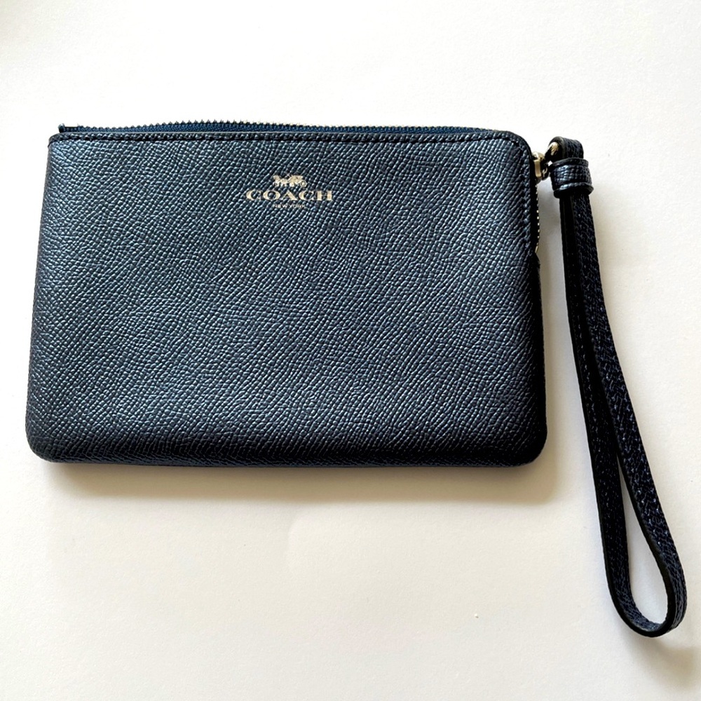 Coach Corner Zip Wristlet Wallet Crossgrain Leather NWOT